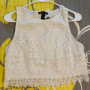 White lace crop top